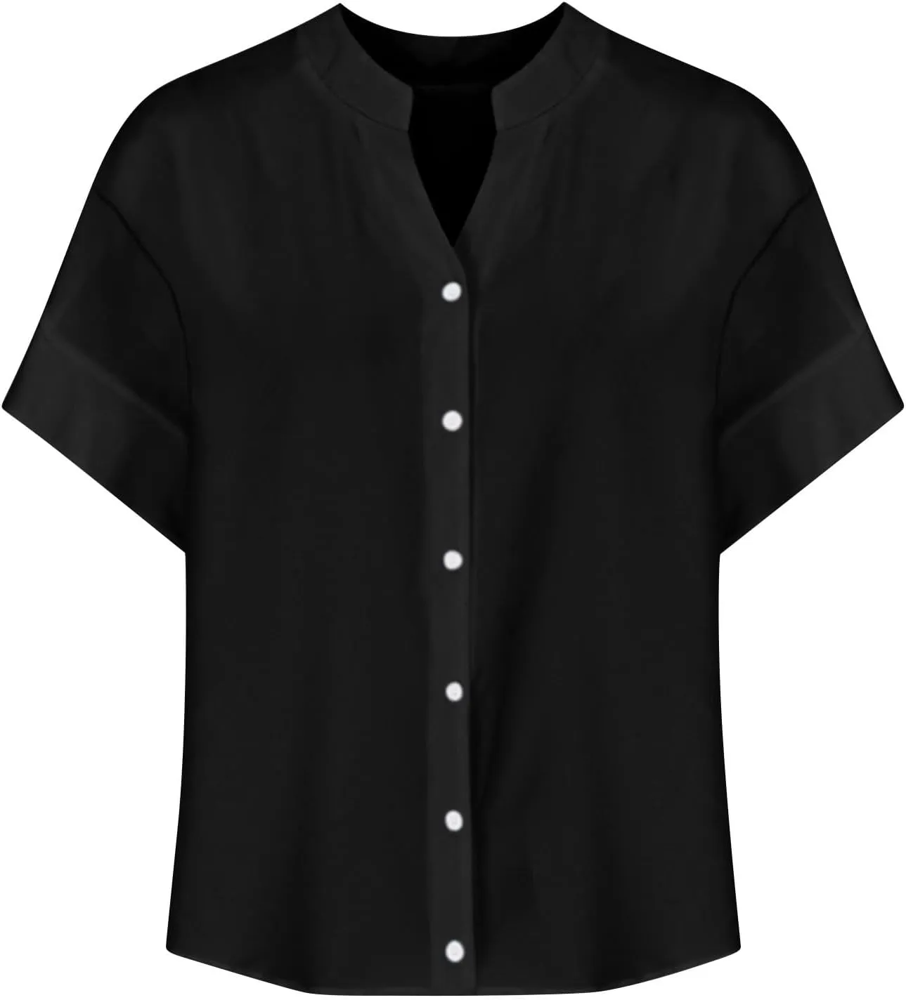 2025 Summer Linen Tops for Women Trendy Roll Up Short Sleeve Tshirts Workout Button Down Plus Size Cotton Linen Shirt