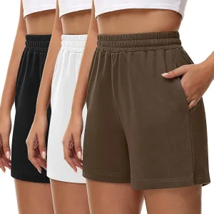 3 Pcs Women's Sweat Shorts, High Waisted Drawstring Athletic Shorts with Pockets Casual Comfy Running Shorts