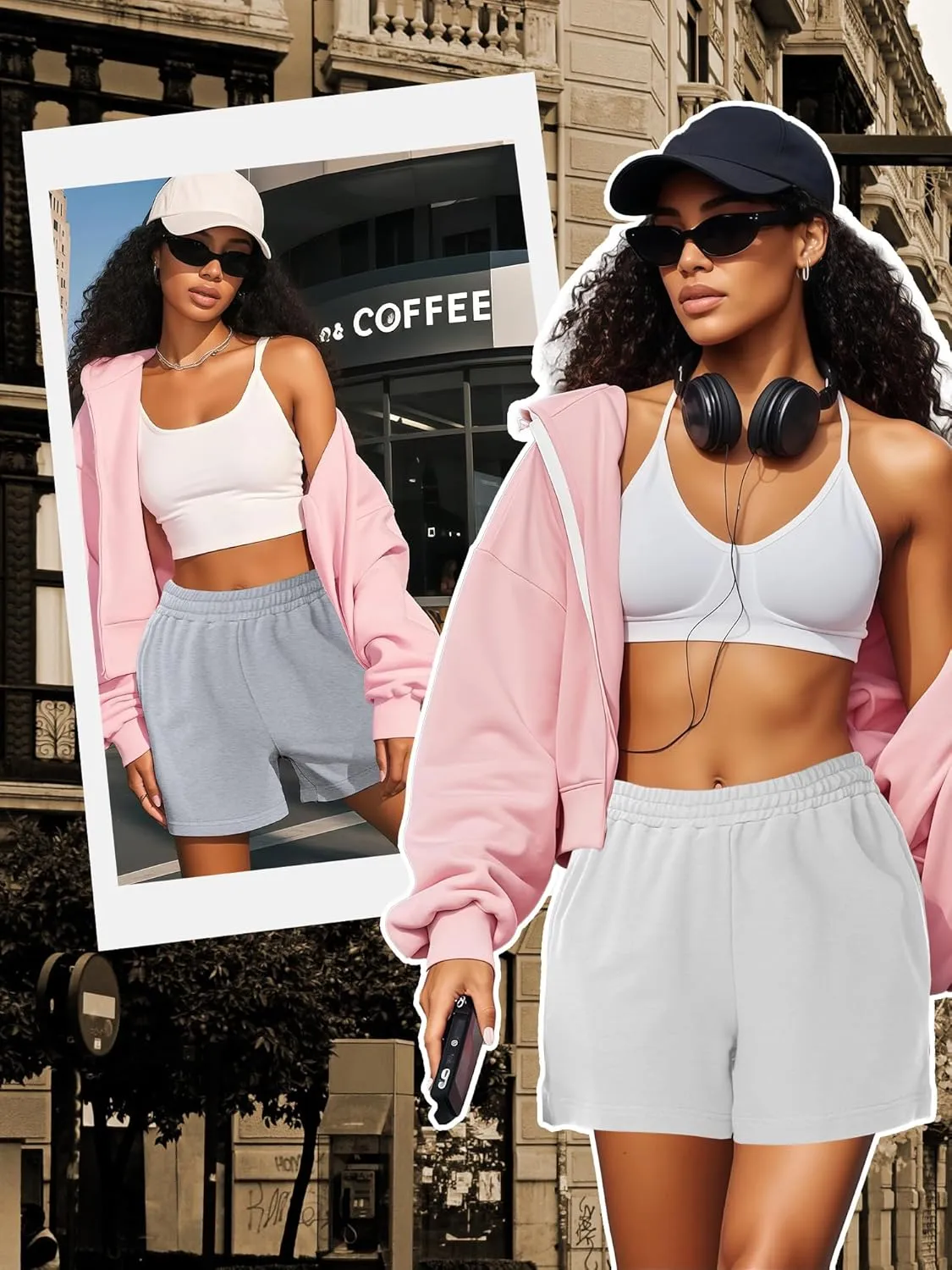 3 Pcs Women's Sweat Shorts, High Waisted Drawstring Athletic Shorts with Pockets Casual Comfy Running Shorts