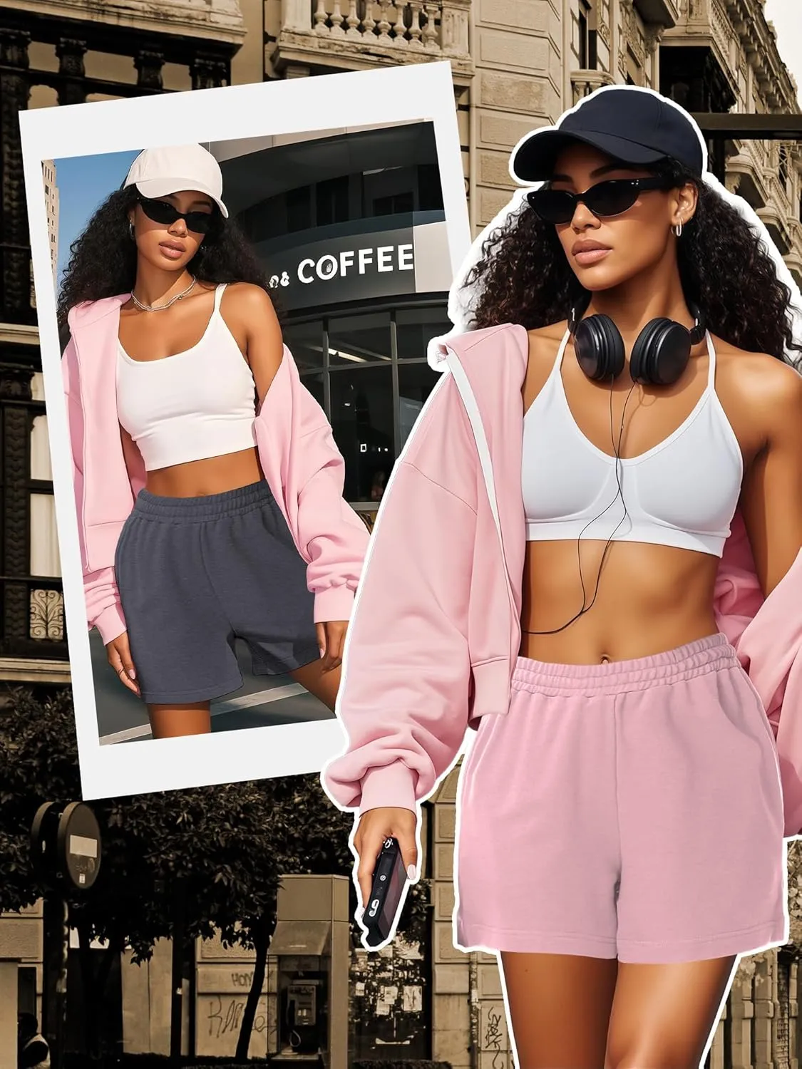 3 Pcs Women's Sweat Shorts, High Waisted Drawstring Athletic Shorts with Pockets Casual Comfy Running Shorts