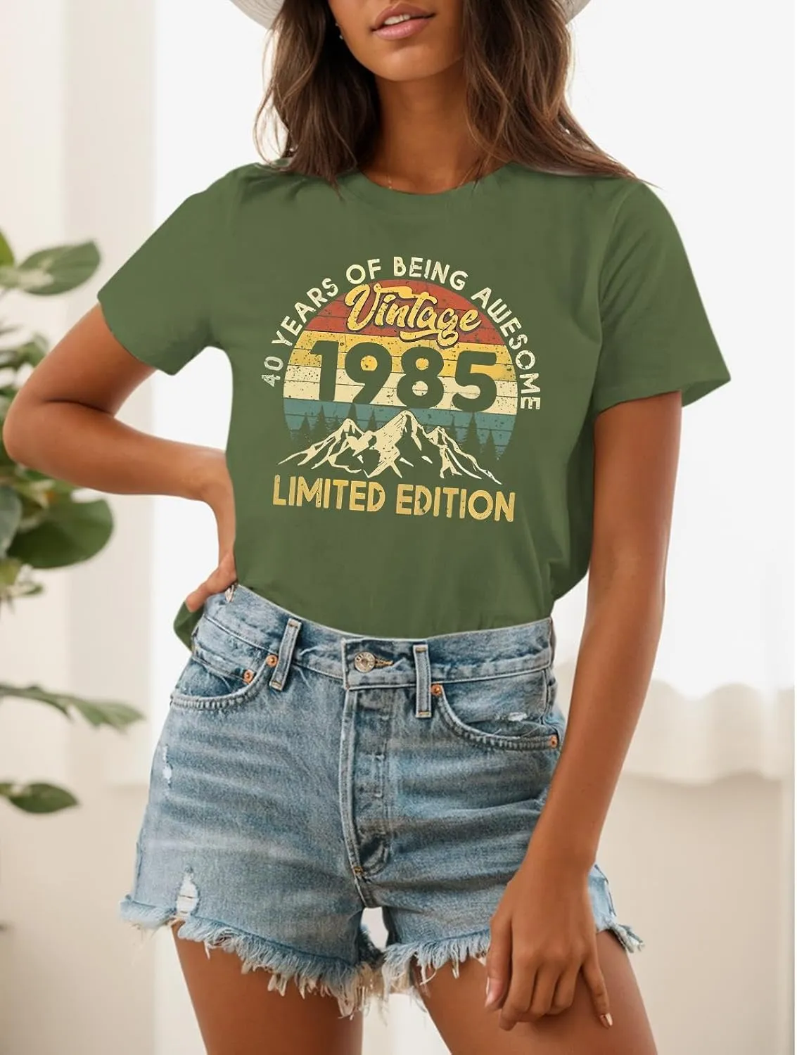 40th Birthday Shirts for Women 1985 Shirt Vintage Graphic Tees Retro Tshirts 40 Year Old Birthday Gifts Casual Tops