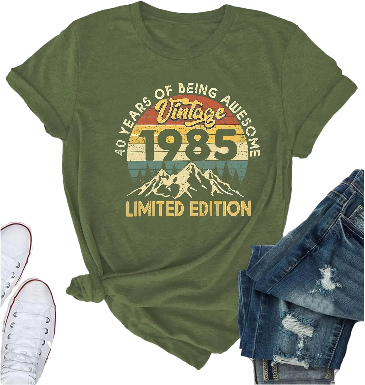 40th Birthday Shirts for Women 1985 Shirt Vintage Graphic Tees Retro Tshirts 40 Year Old Birthday Gifts Casual Tops