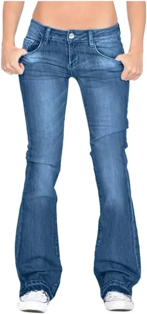 AMIMOJY Bell Bottom Jeans for Women High Waisted Stretch Flare Pants 5 Button Skinny Boot Cut Jean