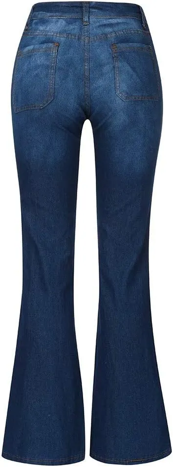 AMIMOJY Bell Bottom Jeans for Women High Waisted Stretch Flare Pants 5 Button Skinny Boot Cut Jean