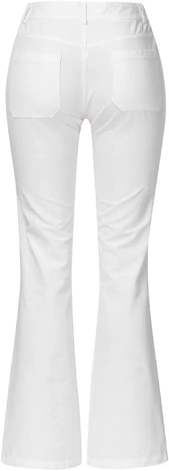 AMIMOJY Bell Bottom Jeans for Women High Waisted Stretch Flare Pants 5 Button Skinny Boot Cut Jean