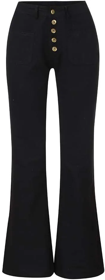 AMIMOJY Bell Bottom Jeans for Women High Waisted Stretch Flare Pants 5 Button Skinny Boot Cut Jean