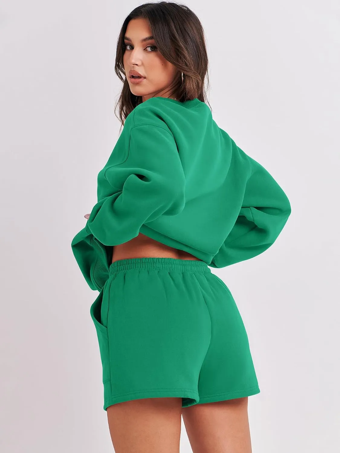 ANRABESS Women 2 Piece Outfits Sweat Shorts Sets 2025 Oversized Casual Lounge Matching Set Sweatsuit Tracksuit Clothes