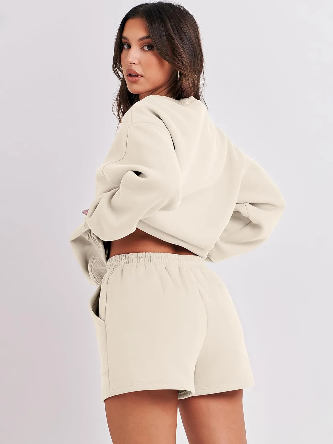 ANRABESS Women 2 Piece Outfits Sweat Shorts Sets 2025 Oversized Casual Lounge Matching Set Sweatsuit Tracksuit Clothes