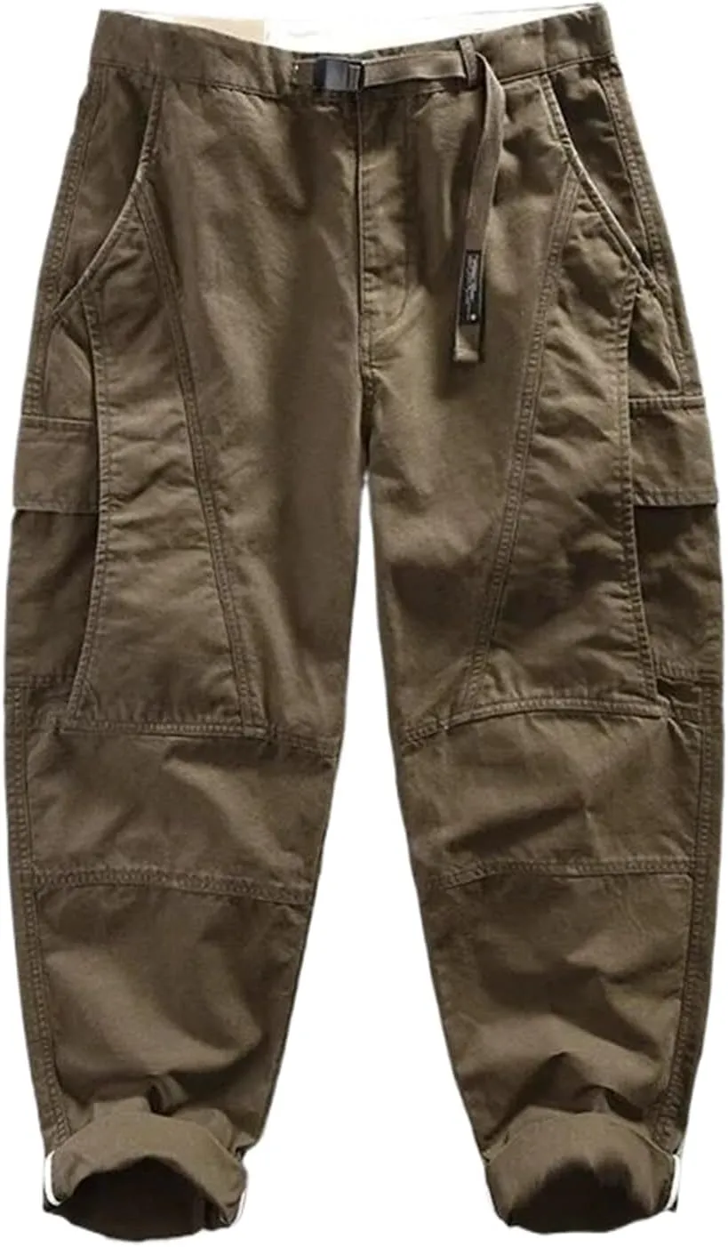 Autumn Cotton Retro Cargo Pants Men Multi-Pockets Daily Joggers Trousers