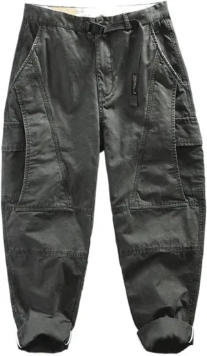 Autumn Cotton Retro Cargo Pants Men Multi-Pockets Daily Joggers Trousers