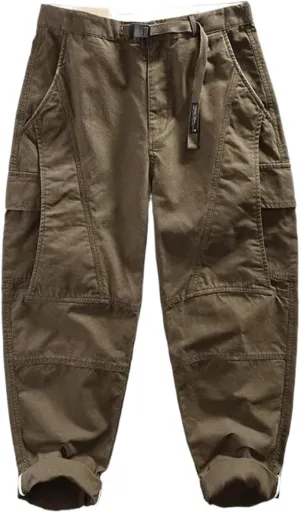 Autumn Cotton Retro Cargo Pants Men Multi-Pockets Daily Joggers Trousers