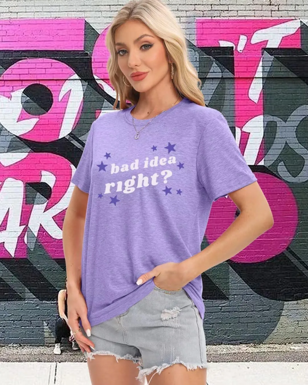 Bad Idea Right Shirt Vintage Graphic Tees for Women Concert Music Pop Rock Album Tour Tshirts Letter Print Top