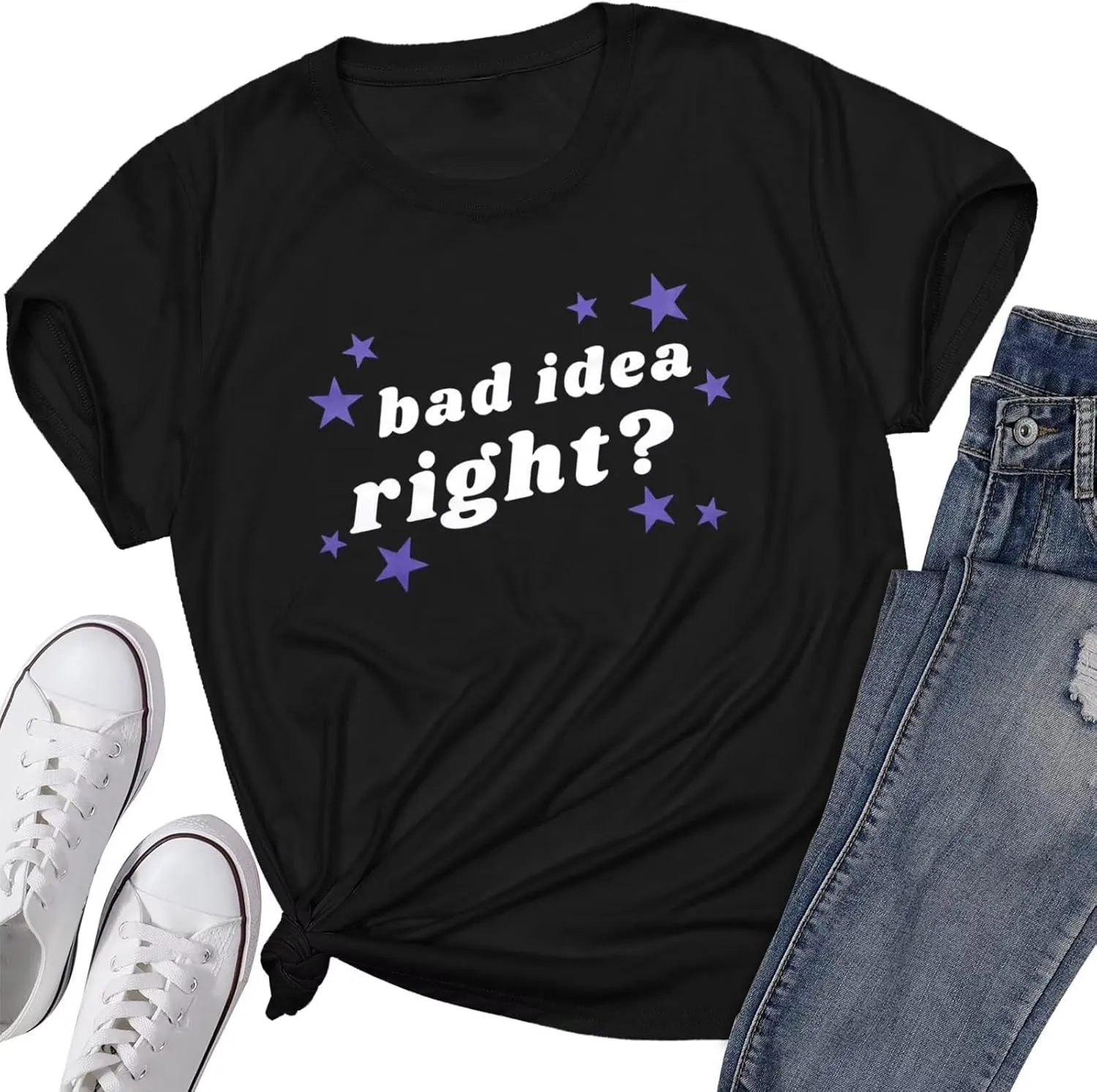 Bad Idea Right Shirt Vintage Graphic Tees for Women Concert Music Pop Rock Album Tour Tshirts Letter Print Top