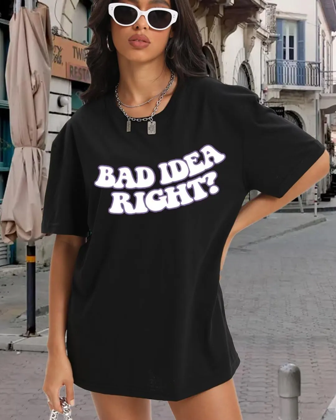 Bad Idea Right Shirt Vintage Graphic Tees for Women Concert Music Pop Rock Album Tour Tshirts Letter Print Top