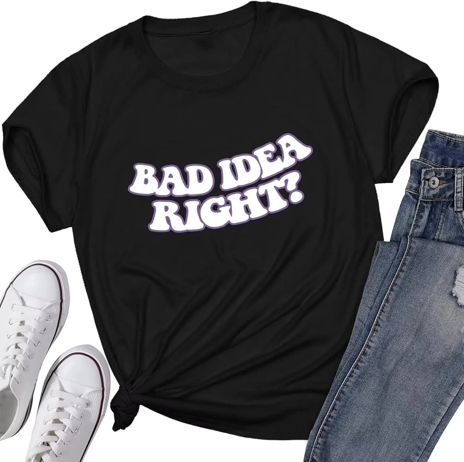 Bad Idea Right Shirt Vintage Graphic Tees for Women Concert Music Pop Rock Album Tour Tshirts Letter Print Top