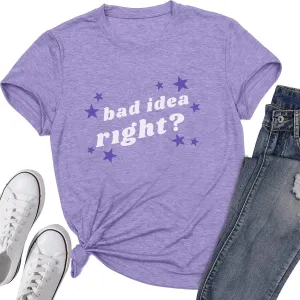 Bad Idea Right Shirt Vintage Graphic Tees for Women Concert Music Pop Rock Album Tour Tshirts Letter Print Top