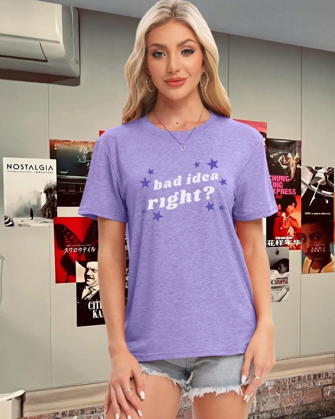 Bad Idea Right Shirt Vintage Graphic Tees for Women Concert Music Pop Rock Album Tour Tshirts Letter Print Top