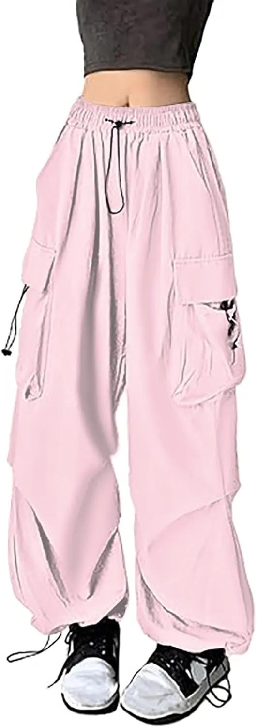 Baggy Cargo Pants Women Baggy Hiking Casual Cotton Work Pants Loose Fit Hip Hop with Multiple Pockets