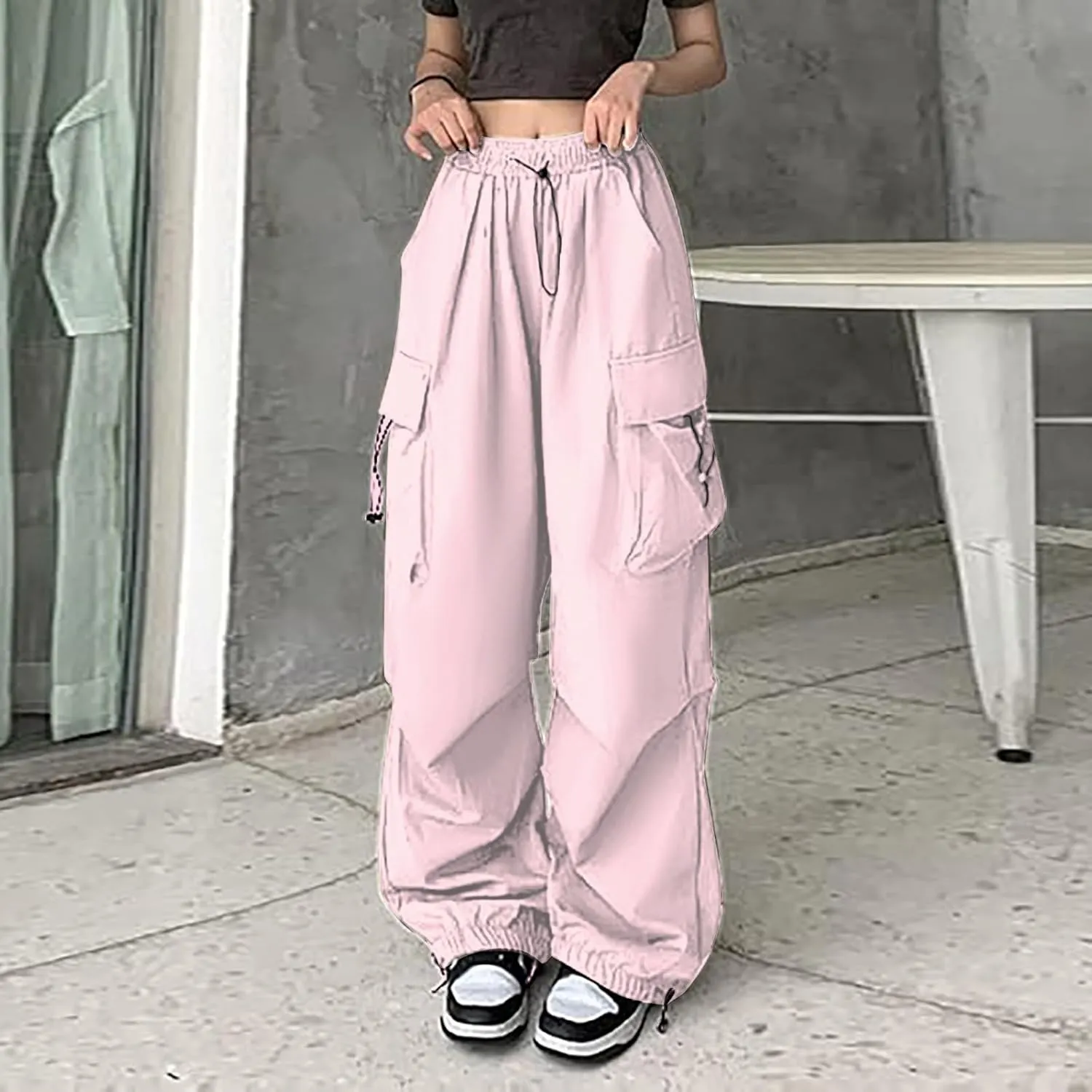 Baggy Cargo Pants Women Baggy Hiking Casual Cotton Work Pants Loose Fit Hip Hop with Multiple Pockets