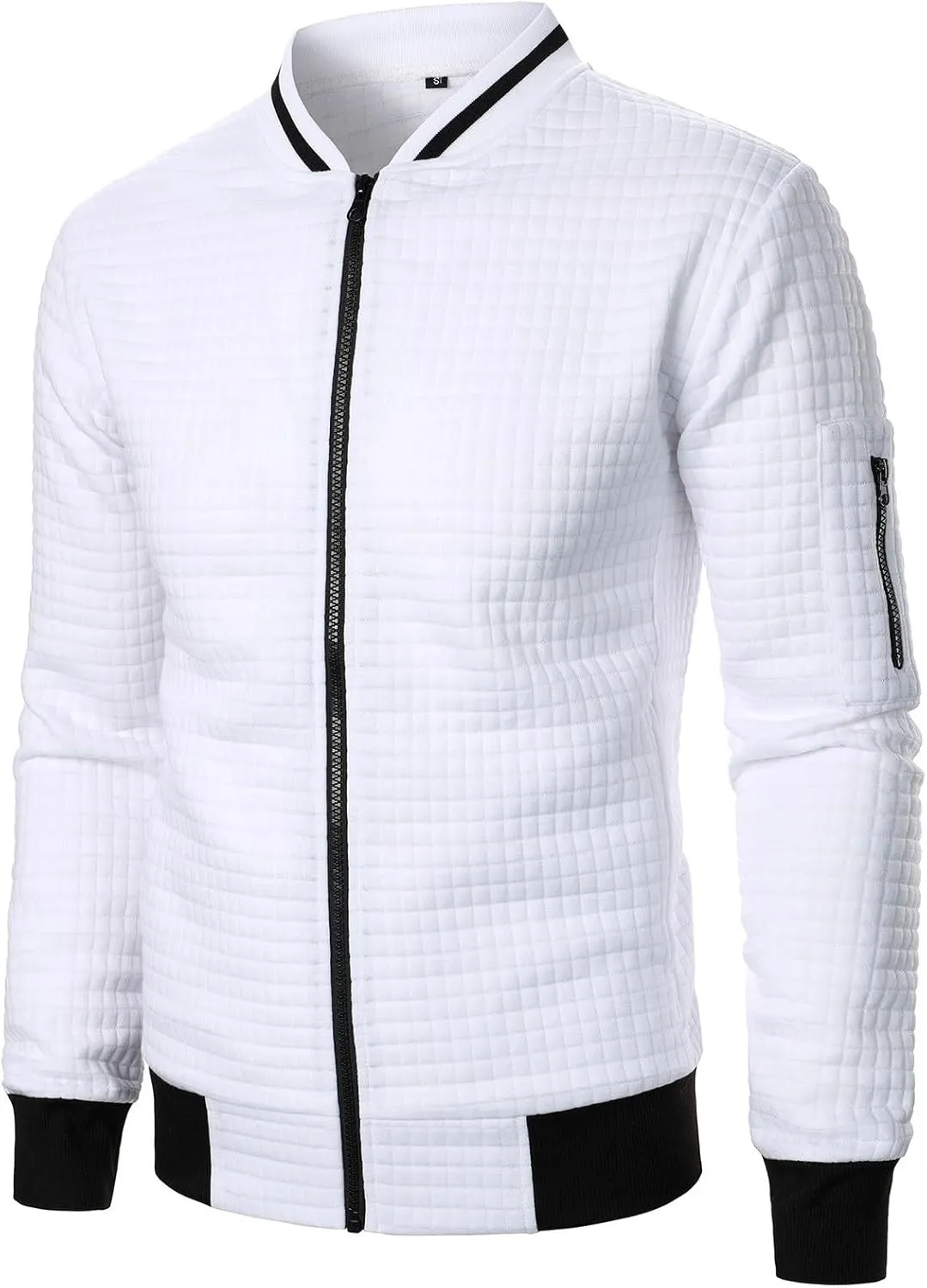 BIFUTON Men's Lightweight Jackets Bomber Jacket Textured Casual Varsity Jacket Full Zip Up Winter Jackets Outdoor Warm Coat