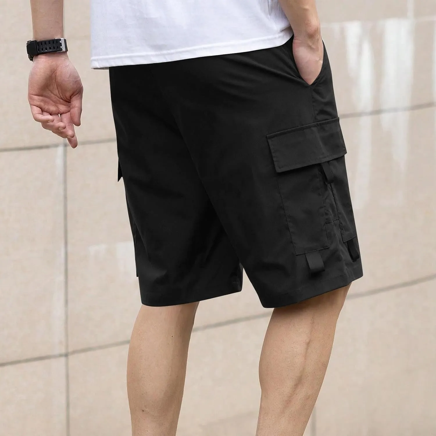 Big and Tall Cargo Shorts Drawstring Elastic Waist Outdoor Sweatshort Summer Casual Workout Gym Hiking Jogger Pockets