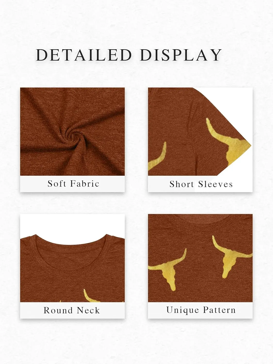 Boho Cow Skull Shirts for Women Cowgirl Western Tops Short Sleeve CasualCountry Concert Cowboy Outfits Vintage Graphic Tees