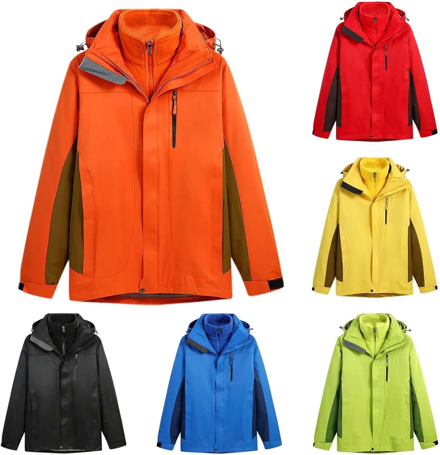 Cambkatl Men's Softshell Jacket 3-in-1 Windbreaker Waterproof Winter Warm Outerwear Hooded Tactical Coat for Hiking Running