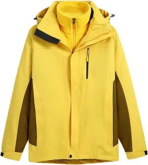 Cambkatl Men's Softshell Jacket 3-in-1 Windbreaker Waterproof Winter Warm Outerwear Hooded Tactical Coat for Hiking Running