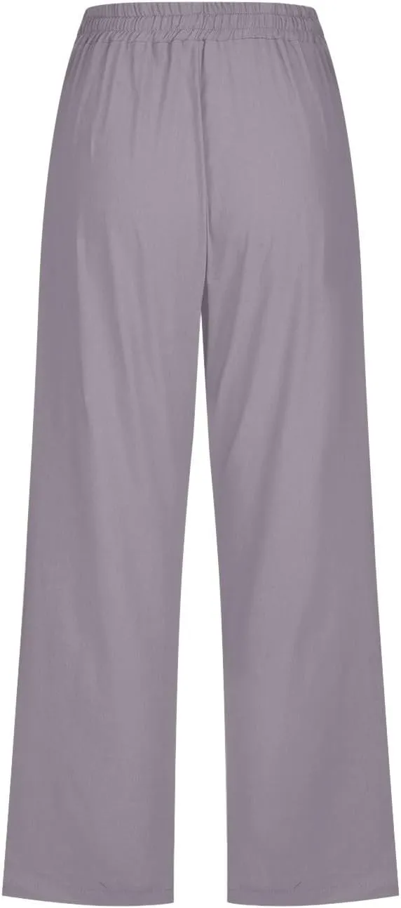 Capri Pants Women Summer 2024 Drawstring Cargo Pants High Waisted Stretchy Camo Pants Plus Size Baggy Cargo Pants Pockets