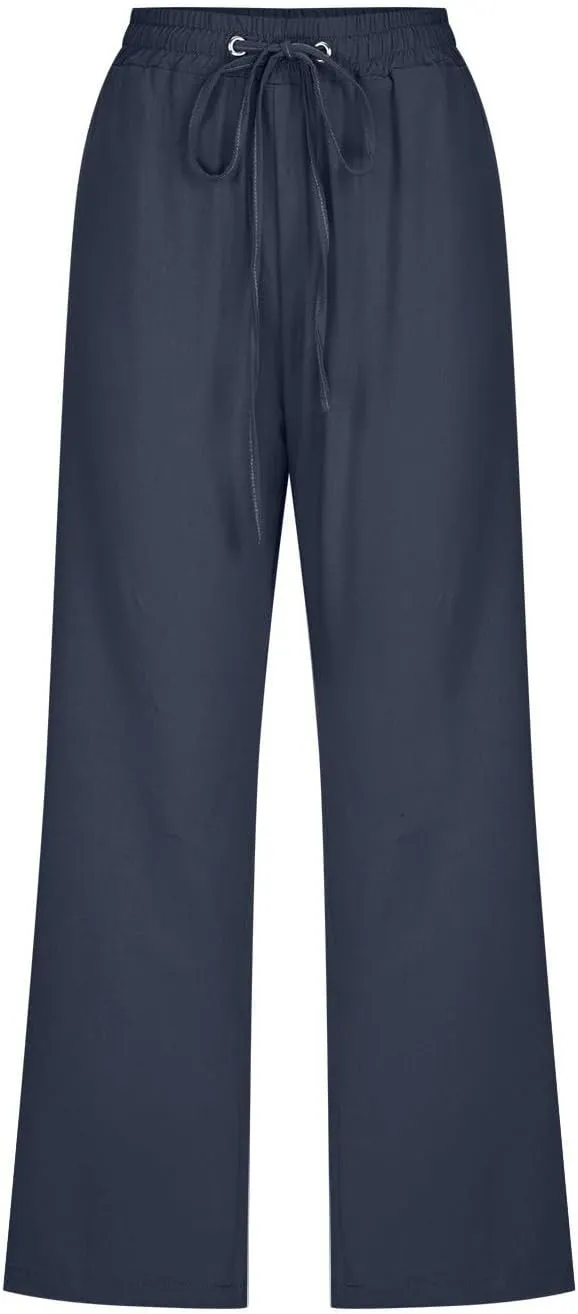 Capri Pants Women Summer 2024 Drawstring Cargo Pants High Waisted Stretchy Camo Pants Plus Size Baggy Cargo Pants Pockets