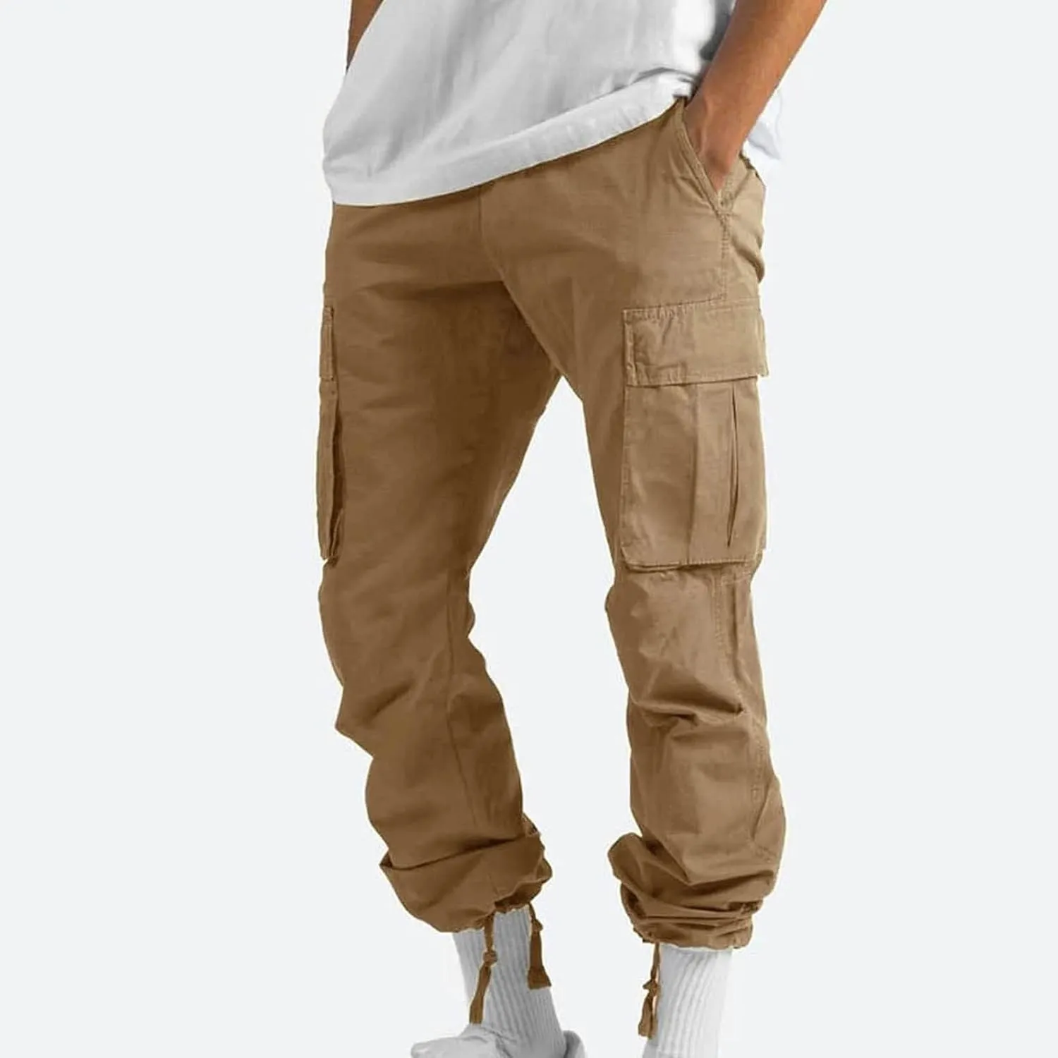 Cargo Pants for Men Big and Tall Baggy Sweatpants Drawstring Elastic Waist Pants Loose Fit Outdoor Sports Jogger
