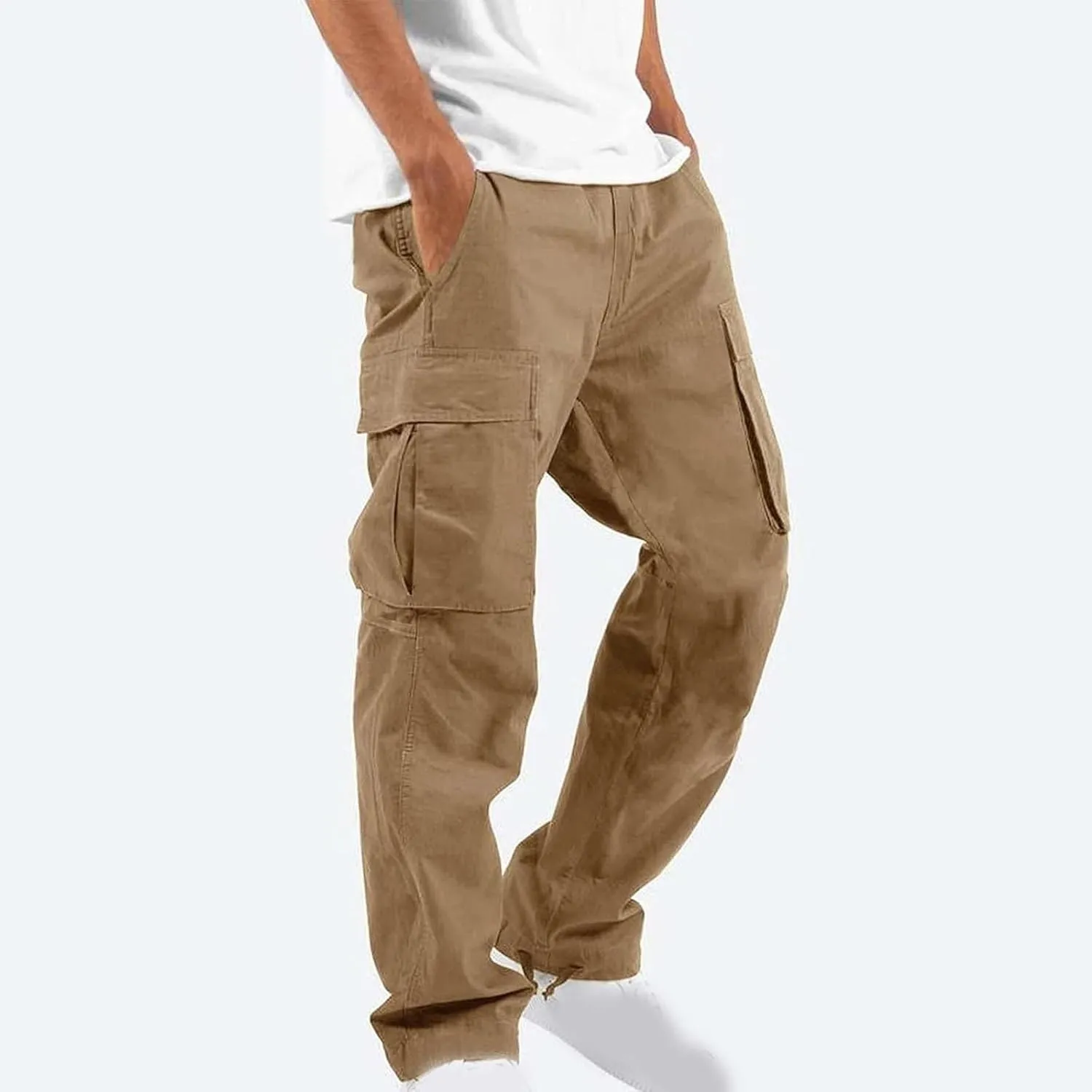 Cargo Pants for Men Big and Tall Baggy Sweatpants Drawstring Elastic Waist Pants Loose Fit Outdoor Sports Jogger