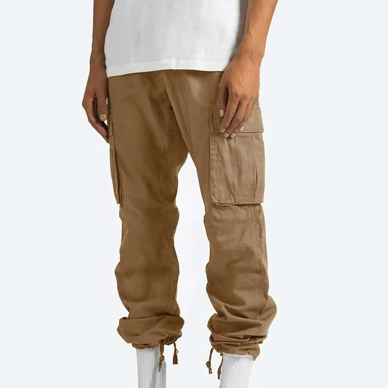 Cargo Pants for Men Big and Tall Baggy Sweatpants Drawstring Elastic Waist Pants Loose Fit Outdoor Sports Jogger