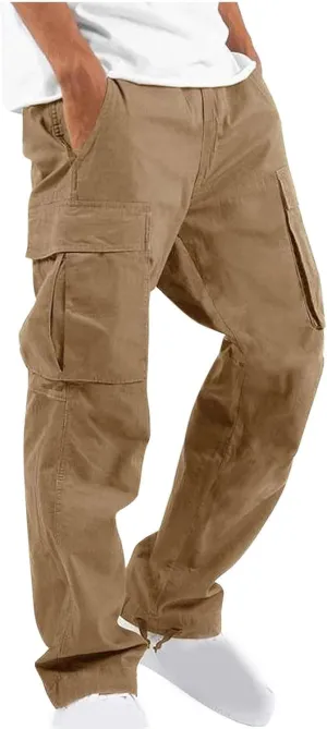 Cargo Pants for Men Big and Tall Baggy Sweatpants Drawstring Elastic Waist Pants Loose Fit Outdoor Sports Jogger