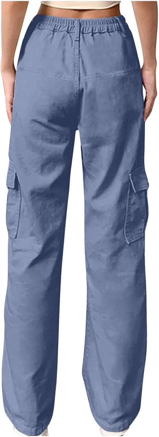 Cargo Pants for Women High Waisted Pants Baggy Stretchy Wide Leg Y2K Streetwear Multiple Pockets Fashion Cargo Jeans