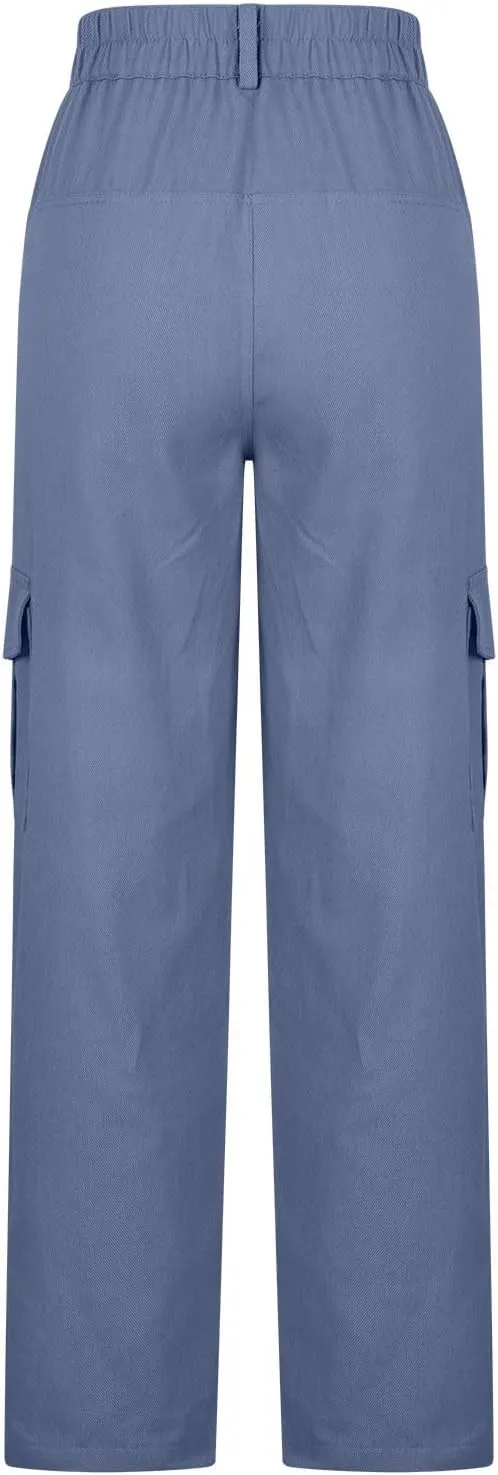 Cargo Pants for Women High Waisted Pants Baggy Stretchy Wide Leg Y2K Streetwear Multiple Pockets Fashion Cargo Jeans