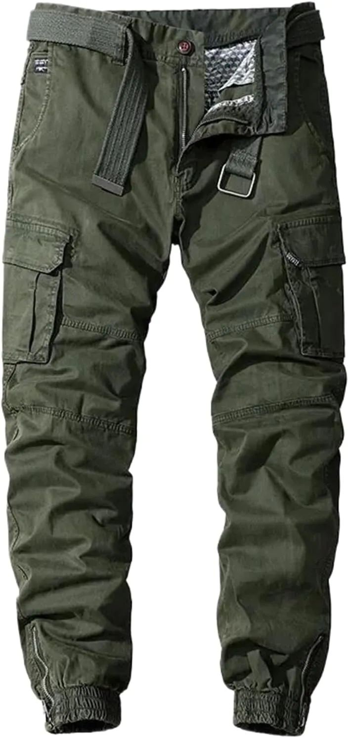Cargo Pants Men Multi-Pocket Casual Joggers Trousers Mens Military Zipper Fly Full Length Casual Pants