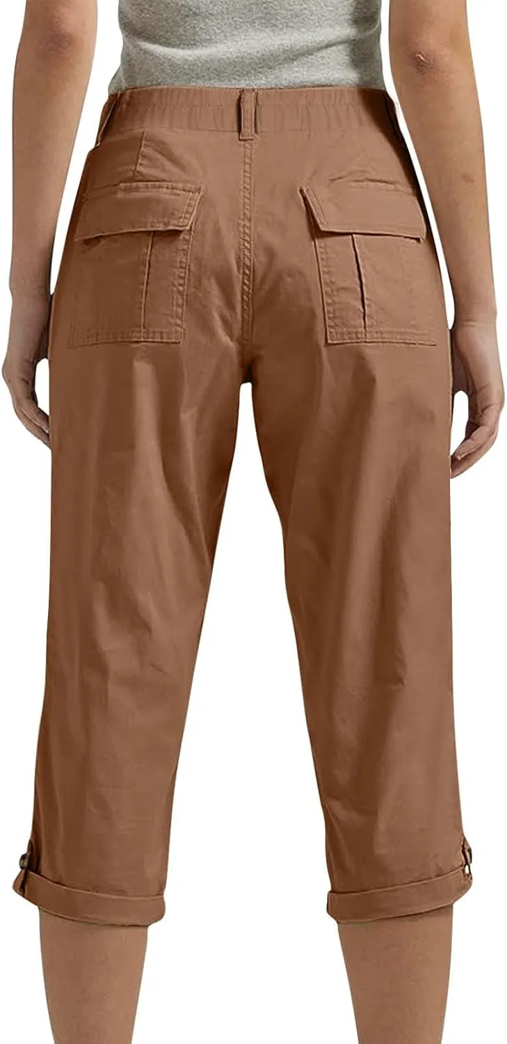 Cargo Pants Women Cargo Capris Capri Pants Dressy Joggers Casual Pull On Cropped Pants with Pockets Work Pants