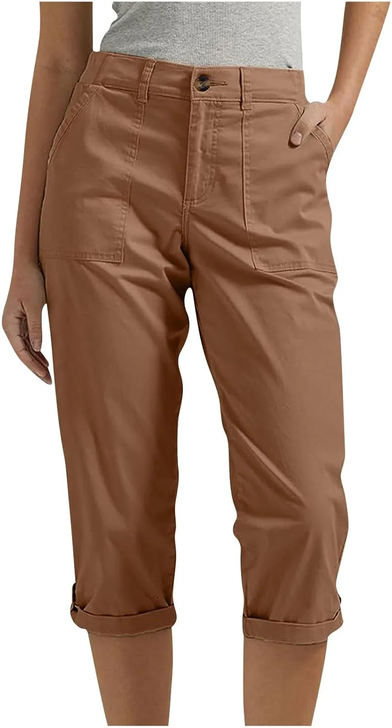 Cargo Pants Women Cargo Capris Capri Pants Dressy Joggers Casual Pull On Cropped Pants with Pockets Work Pants