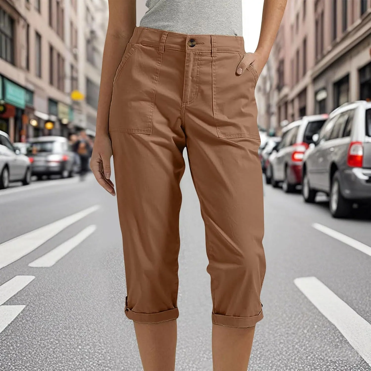 Cargo Pants Women Cargo Capris Capri Pants Dressy Joggers Casual Pull On Cropped Pants with Pockets Work Pants