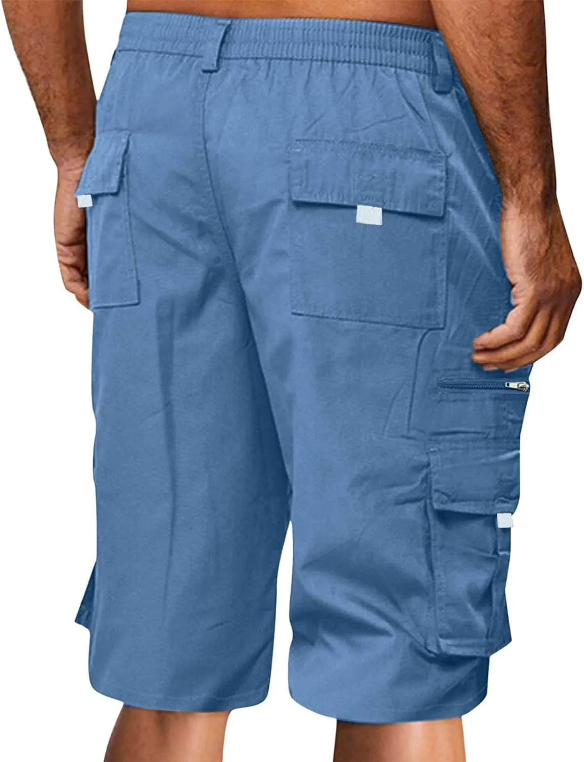 Cargo Shorts for Men Baggy Lightweight Casual Fashion Shorts with Multi-Pocket Button Zipper Elastic Waist Half Pants