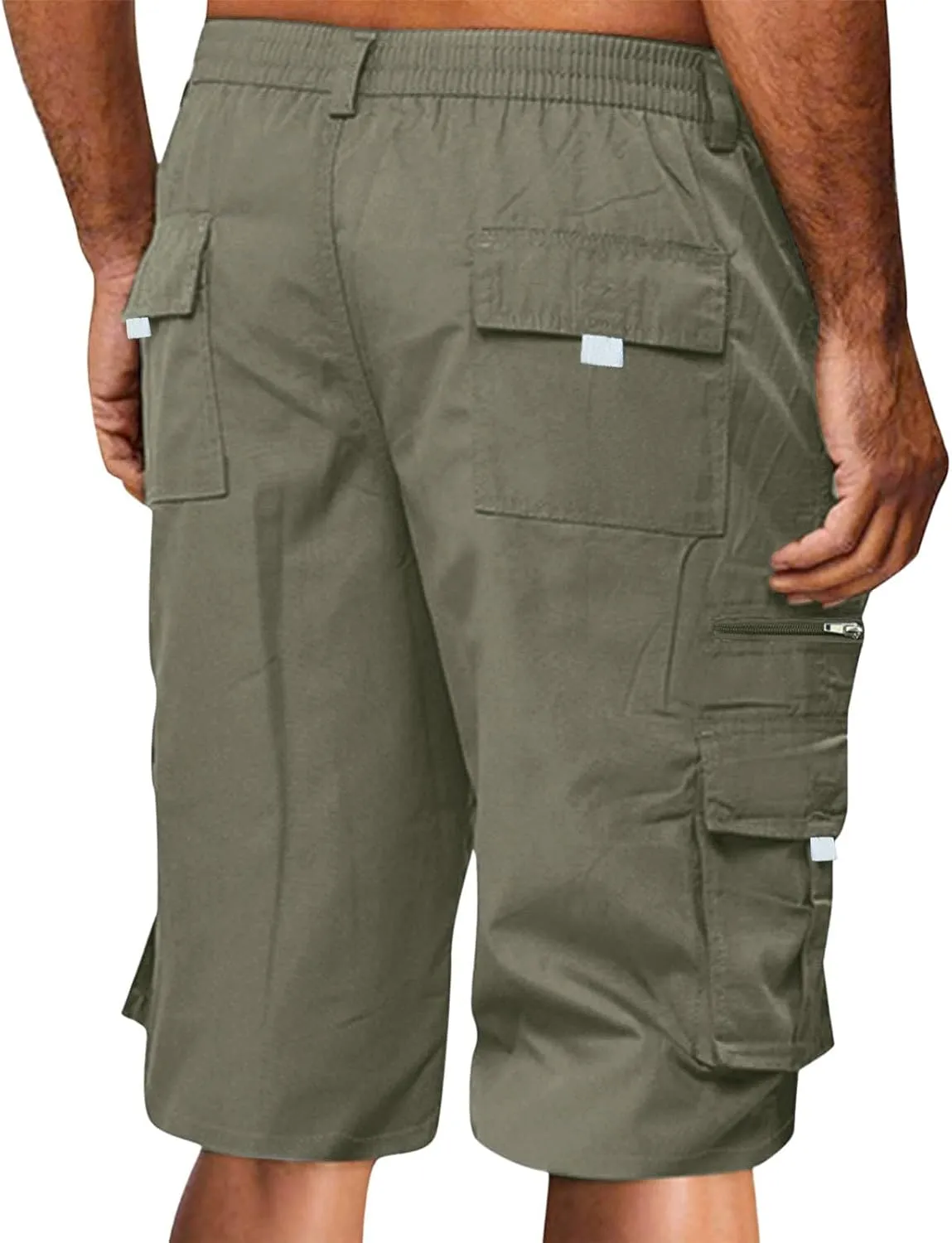 Cargo Shorts for Men Baggy Lightweight Casual Fashion Shorts with Multi-Pocket Button Zipper Elastic Waist Half Pants