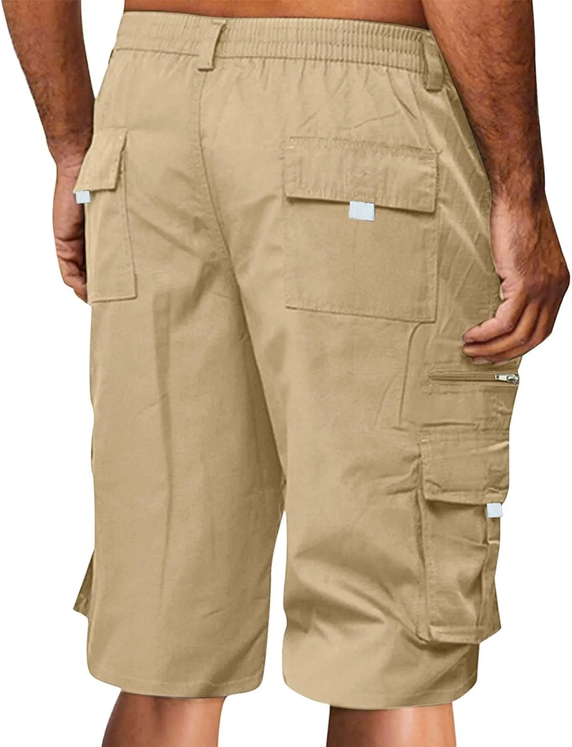 Cargo Shorts for Men Baggy Lightweight Casual Fashion Shorts with Multi-Pocket Button Zipper Elastic Waist Half Pants
