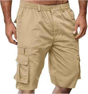 Cargo Shorts for Men Baggy Lightweight Casual Fashion Shorts with Multi-Pocket Button Zipper Elastic Waist Half Pants