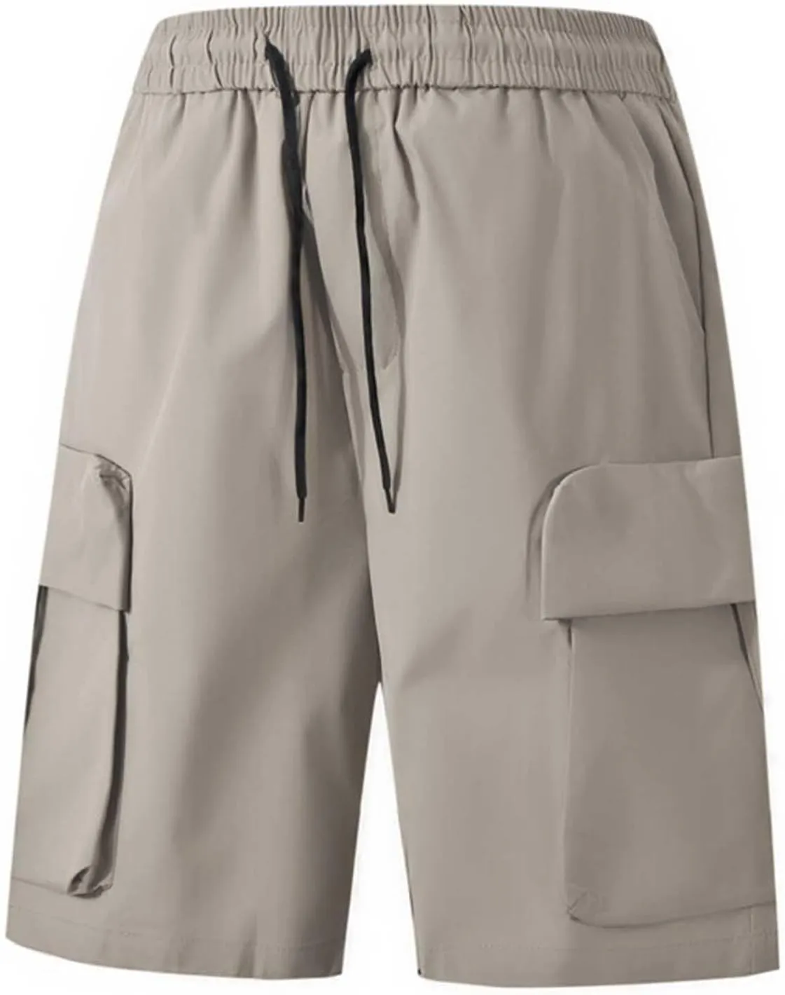 Cargo Shorts for Men Casual Elastic Waist Drawstring Short Pants with Multiple Pockets Plus Size Work Shorts
