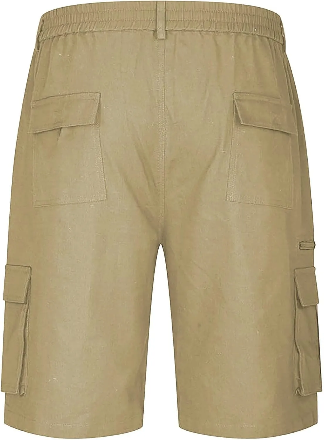 Cargo Shorts for Men Elastic Waist Zipper Relaxed Stretch Lightweight Work Shorts Multi-Pocket Button Summer Tactical Pants