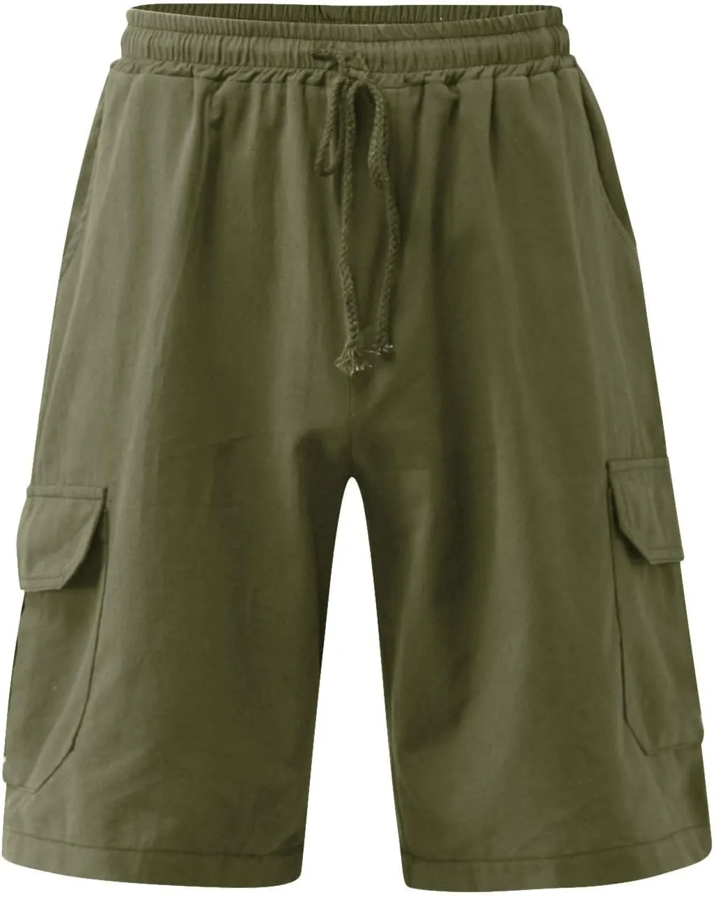 Cargo Shorts for Mens Drawstring Elastic Shorts Stretch Waist Loose Beach Shorts 2024 Summer Casual with Multi Pockets