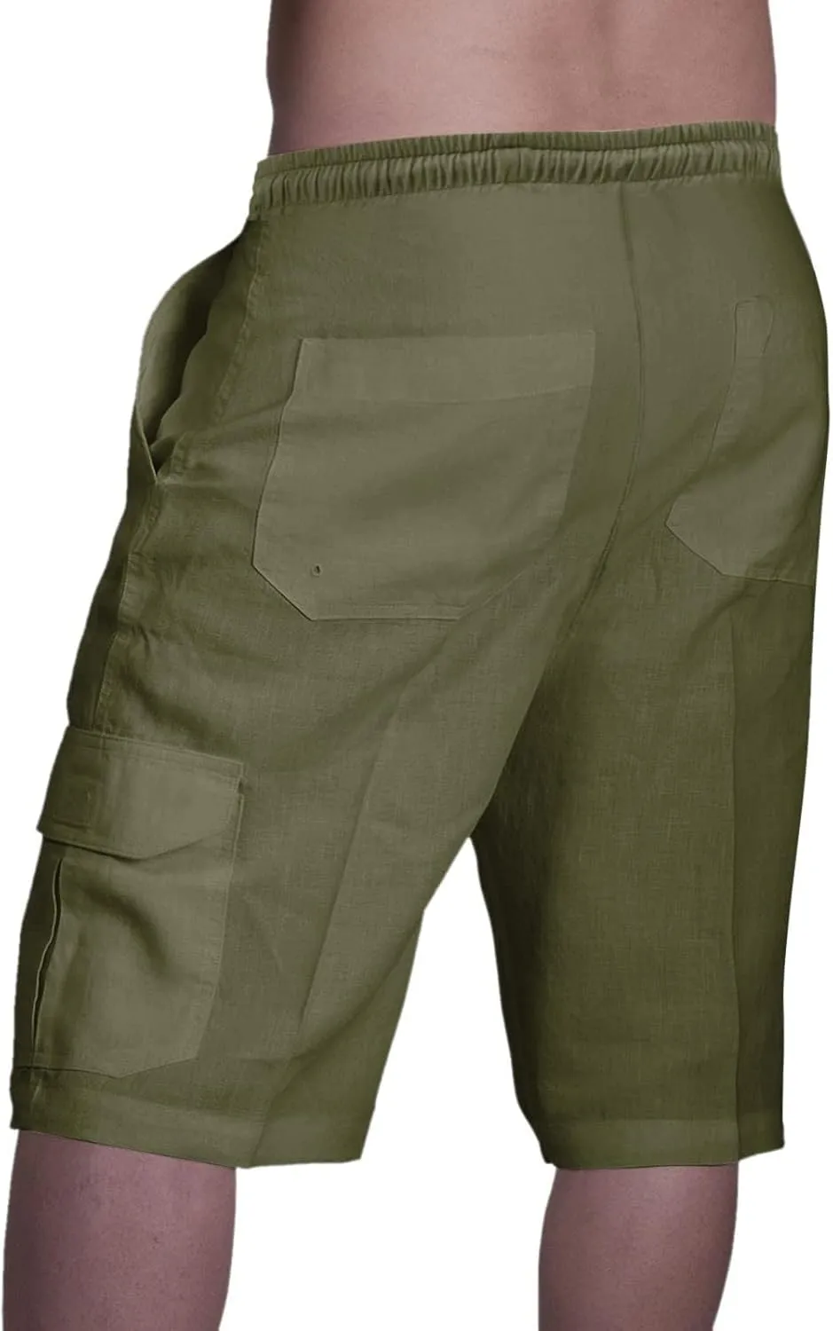Cargo Shorts for Mens Drawstring Elastic Shorts Stretch Waist Loose Beach Shorts 2024 Summer Casual with Multi Pockets