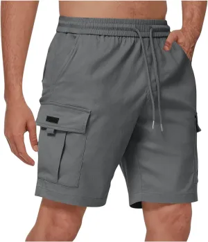 Cargo Shorts for Mens Elastic Waist Lightweight Stretchy Work Shorts Summer Casual Gym Workout Pants with Pockets