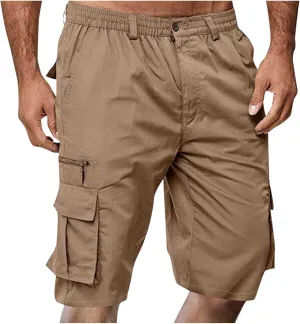 Cargo Shorts for Mens Elastic Waist Lightweight Stretchy Work Shorts Summer Casual Gym Workout Pants with Pockets